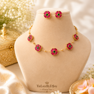 Ruby 4 petal floral necklace