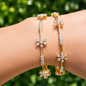 Floral AD stone bangle set of 2