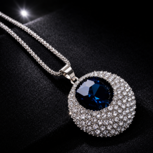 Large midnight sapphire pendant necklace