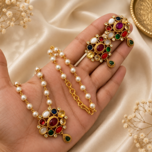 Navaratna pearl heritage  necklace set