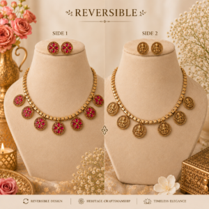 Reversible floral/kashu necklace set