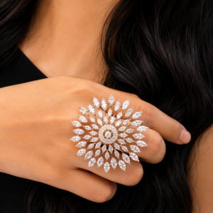 Floral crystal AD ring