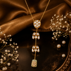 Kundhan cascade button necklace
