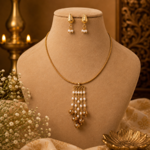 Pearl waterfall pendant necklace set