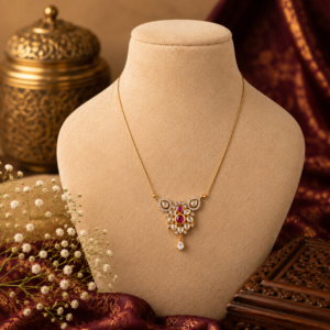 Uncut diamond ruby pendant necklace set