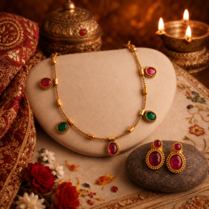 Oval ruby emerald necklace 1