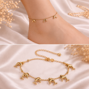 Golden dolphin charm anklet