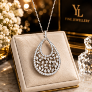 Radiant teardrop AD pendant chain