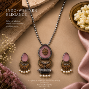 Blush pink Indo Western heritage statement set