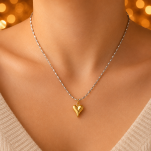 Dual tone heart necklace