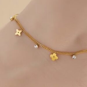 Floral sparkle anklet