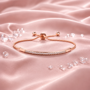 Rose gold stiff tennis bracelet