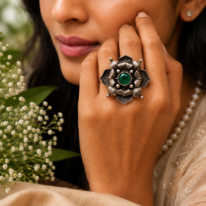 Emerald centre Statement ring