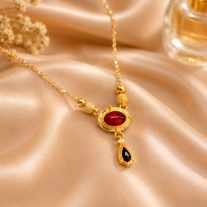 Ruby black twin pendant necklace