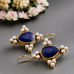 Deep blue pearl embellished hoop