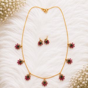 Precious stone floral necklace set