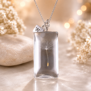 Dandelion rectangular necklace