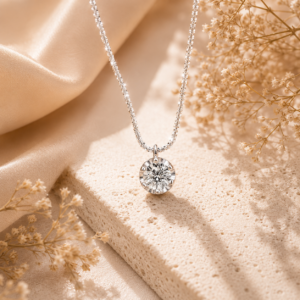 Solitaire pendant silver necklace