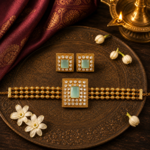 Sea blue centre choker set