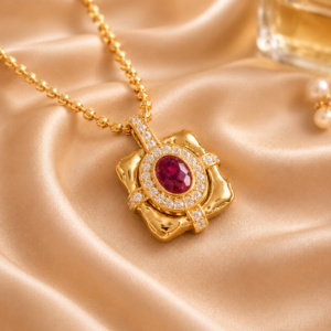 Ruby roman pendant necklace