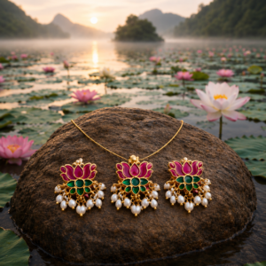 Lotus pendant invisible chain set