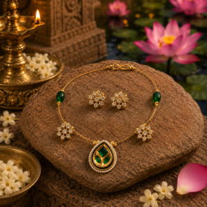 Green enamel Kundhan set