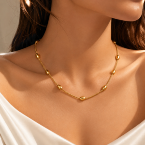 Oval gold bead necklace