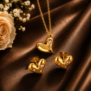 Cz heart pendant set