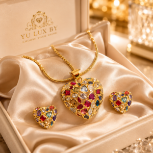 Multicolour CZ stone hearts set