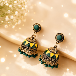 Lemon yellow and green enamel Jumka