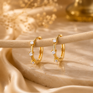 Dainty diamond replica hoops