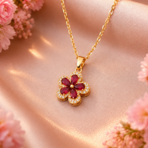 CZ Amber flower necklace
