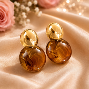 Amber natural stone studs