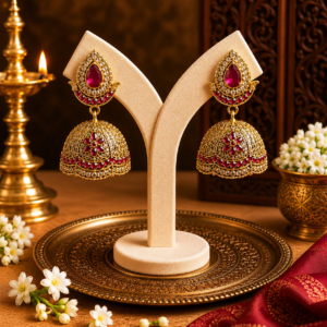 Intricate Ruby stone Jumka