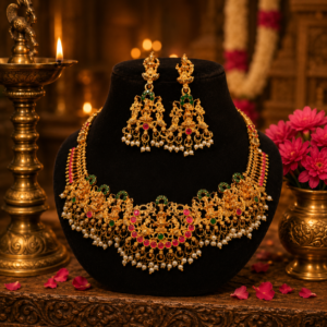 Temple inspired traditional cluster necklace