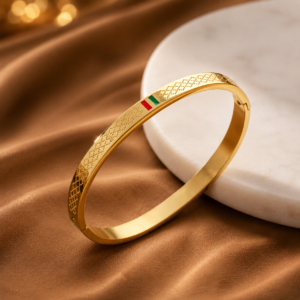 Gold with Enamel scored gucci inspired cuff bracelet