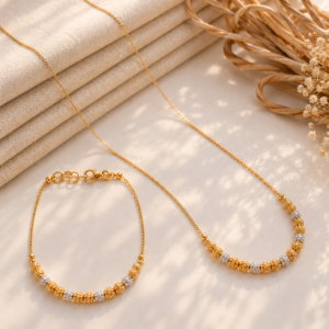 Original gold replica dainty necklace / bracelet set