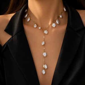 Pearl cascade statement necklace