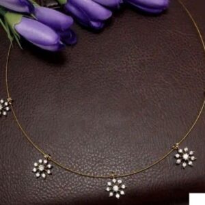 Dainty floral white stone necklace