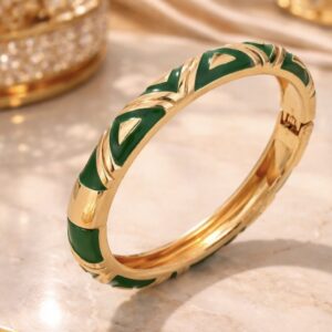 Green enamel cuff bangle