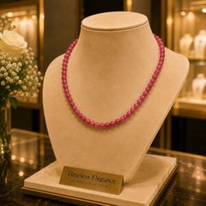 Rose-pink natural stone necklace