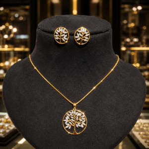 Tree of life AD diamond replica pendant set