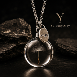 Mens dandelion wish necklace round