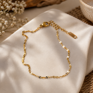 Minimal gold thread anklet