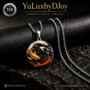 Mens carp fish pendant necklace