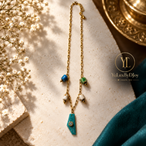 Bohemian marble and ceramic necklace