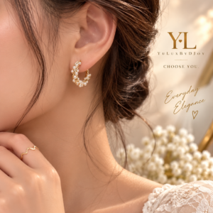 Pearl kissed cluster hoops
