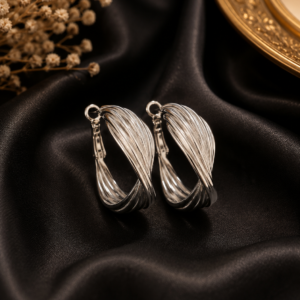 Twisted silver hoops