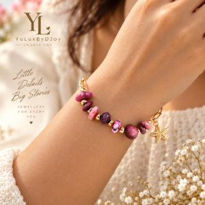 Pink purple natural stone bracelet